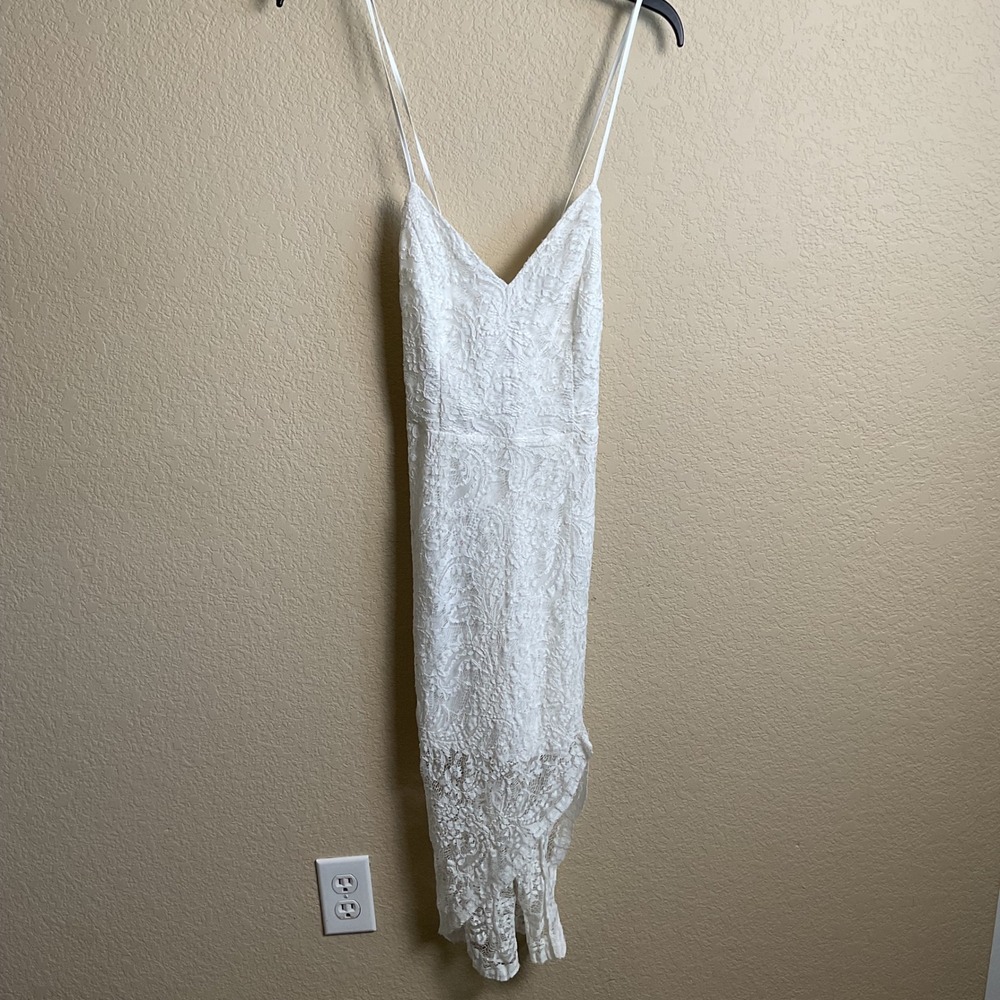 Lover‎ And Friends Womens Small White Lace Asymmetrical Midi Dress